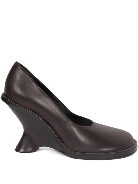 Dries Van Noten 90mm Leather Wedge Pumps - Brown 