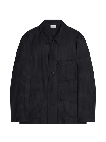  Dries Van Noten Pinstripe Workwear Overshirt - Blue 