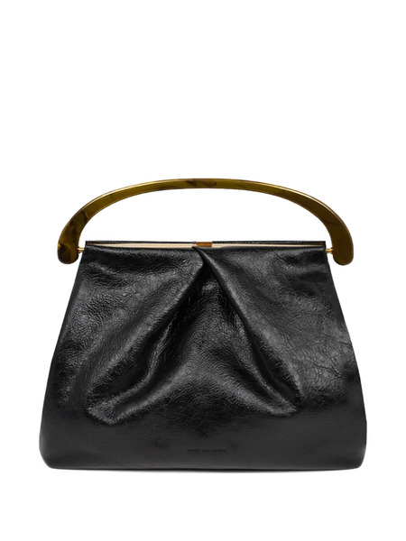  Dries Van Noten Pleated Leather Tote Bag - Black 