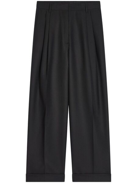  Dries Van Noten Pleated Wool Trousers - Black 