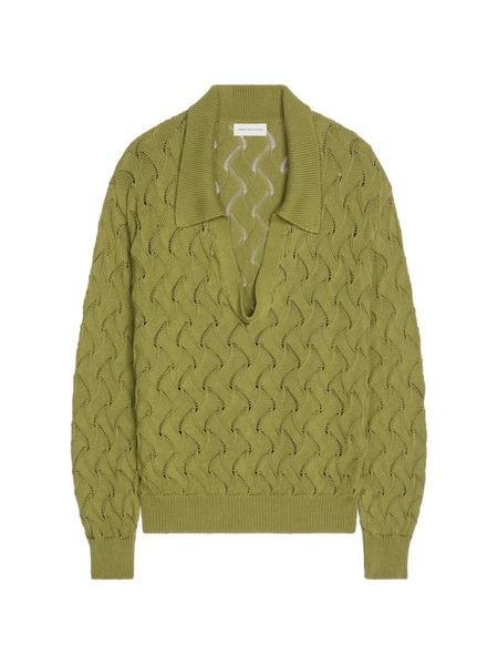  Dries Van Noten Polo-collar Sweater - Green 