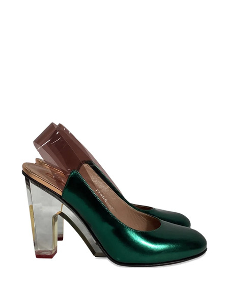  Dries Van Noten Pre-owned Metallic-effect Heeled Pumps - Green 