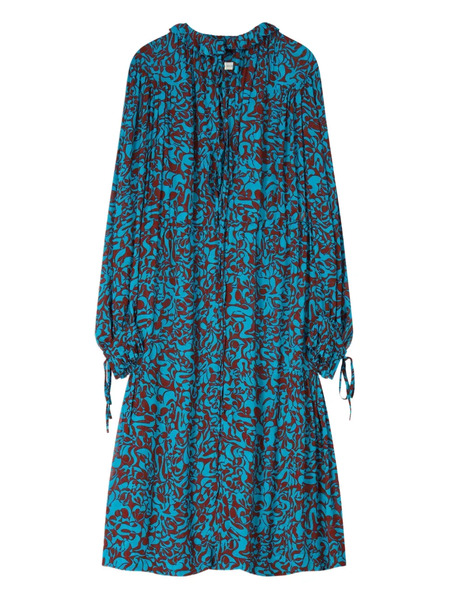  Dries Van Noten Printed Midi Dress - Blue 