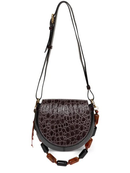  Dries Van Noten Small Crocodile-effect Beaded Cross Body Bag - Brown 