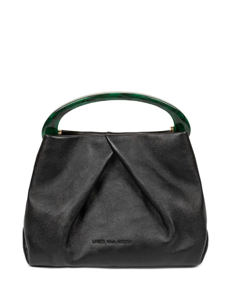  Dries Van Noten Small Pleated Leather Tote Bag - Black 