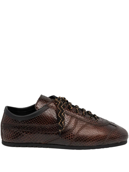  Dries Van Noten Snakeskin Leather Sneakers - Brown 