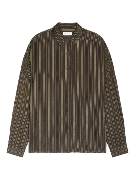  Dries Van Noten Striped Cocoon Shirt - Brown 