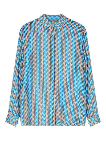  Dries Van Noten Striped Devoré Shirt - Blue 