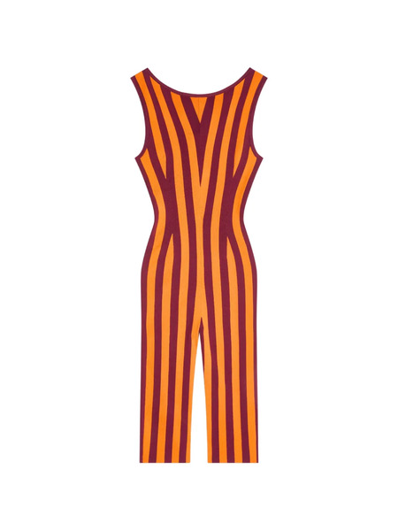  Dries Van Noten Striped Knitted Jumpsuit - Orange 
