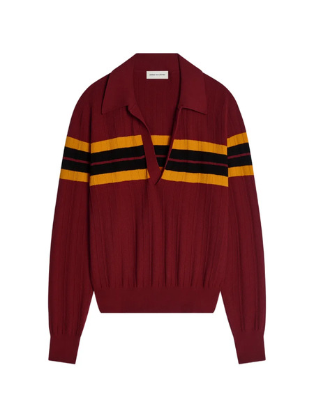  Dries Van Noten Striped Polo Shirt - Red 