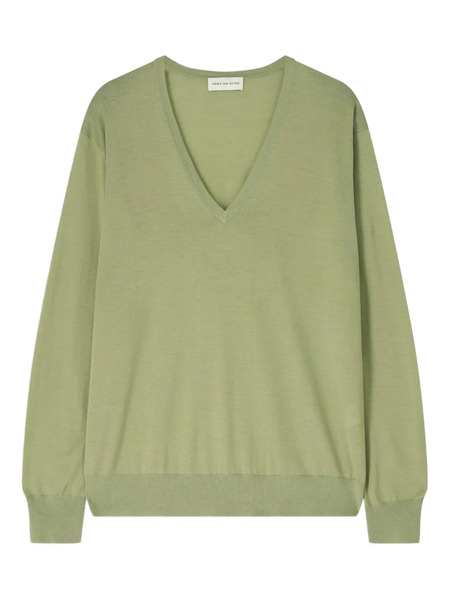  Dries Van Noten V-neck Merino-wool Sweater - Green 