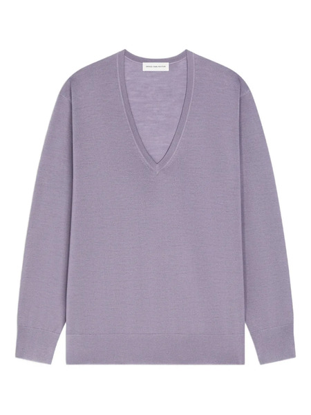  Dries Van Noten V-neck Merino Wool Sweater - Purple 