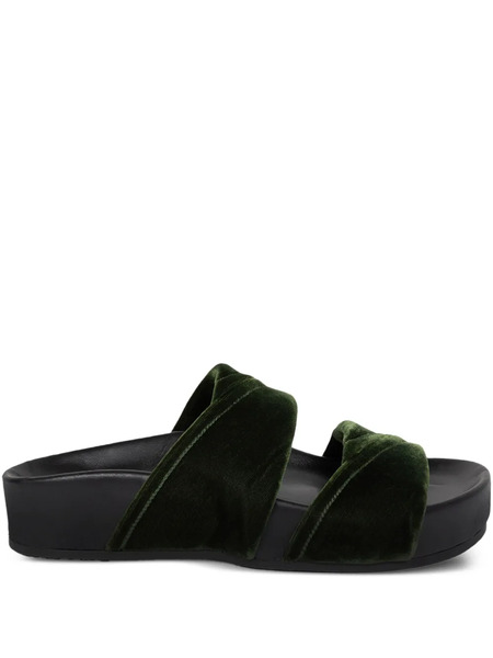  Dries Van Noten Velvet Twisted Sandals - Green 