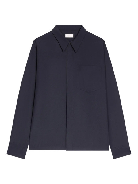  Dries Van Noten Zip-up Patch-pocket Shirt - Blue 