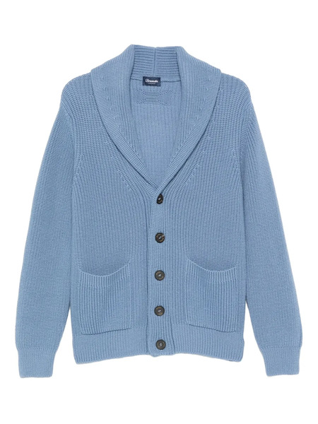  Drumohr Shawl-collar Patch-pocket Cardigan - Blue 