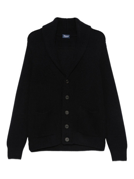  Drumohr Shawl-collar Patch-pocket Cardigan - Blue 