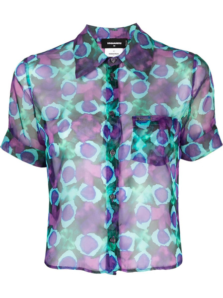 Dsquared2 Abstract Flower-print Short-sleeve Shirt - Purple 