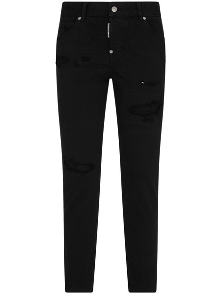  Dsquared2 Black Bull Slim-cut Distressed Jeans 