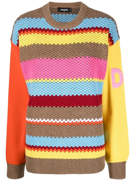  Dsquared2 Chunky-knit Striped Jumper - Brown 