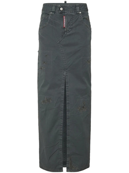  Dsquared2 Cotton Maxi Skirt - Grey 