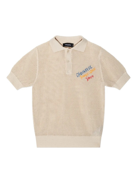  Dsquared2 Cotton Polo Top - Neutrals 