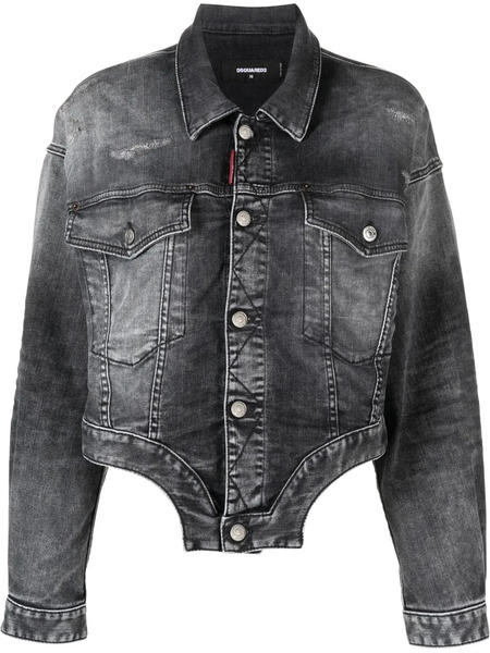  Dsquared2 Cropped Denim Jacket - Black 