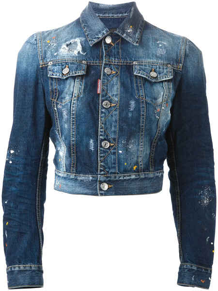  Dsquared2 Cropped Denim Jacket - Blue 