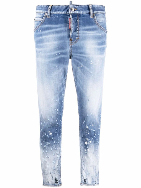  Dsquared2 Cropped Distressed-effect Skinny Jeans - Blue 