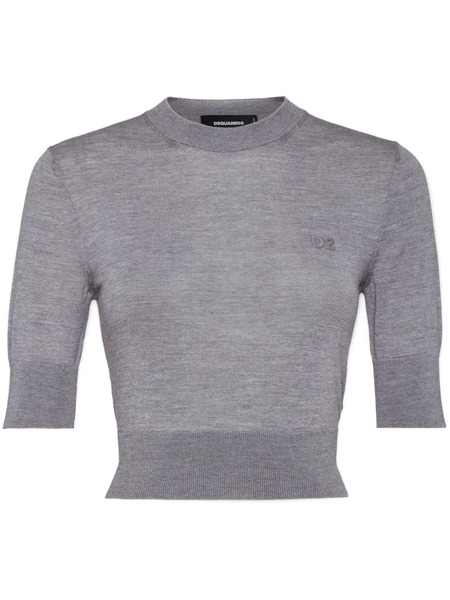  Dsquared2 Cropped Knitted Top - Grey 