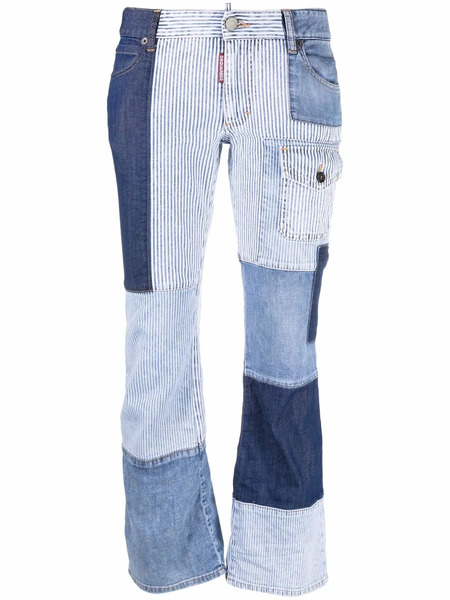  Dsquared2 Cropped Patchwork Pocket-detail Jeans - Blue 