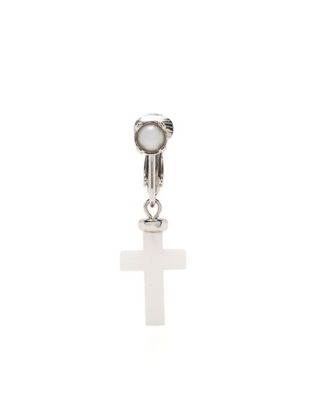  Dsquared2 Cross Pendant Crystal-embellished Earring - White 