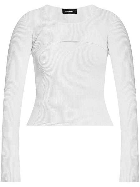  Dsquared2 Cut-out Ribbed-knit Top - White 