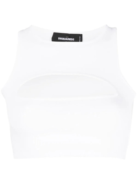  Dsquared2 Cut-out Sleeveless Cropped Top - White 