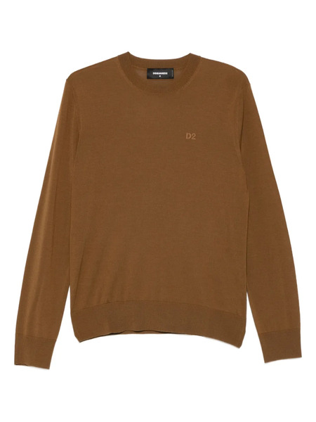  Dsquared2 D2 Logo-embroidered Wool Top - Brown 