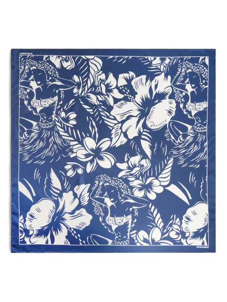  Dsquared2 Dancing Flowers Scarf - Blue 