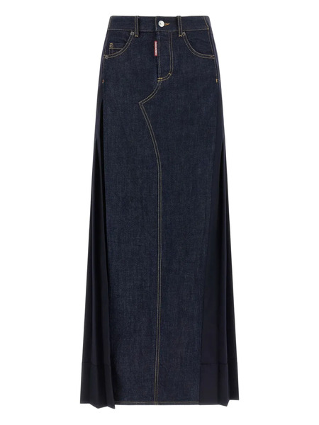 Dsquared2 Denim-insert Pleated Skirt - Blue 