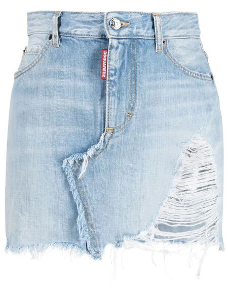  Dsquared2 Distressed Denim Miniskirt - Blue 