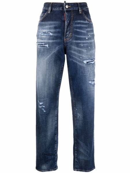  Dsquared2 Distressed High-waisted Jeans - Blue 
