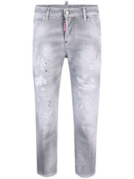 Dsquared2 Distressed Low-rise Cropped Jeans - Grey 