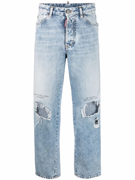  Dsquared2 Distressed Straight-leg Jeans - Blue 
