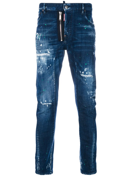  Dsquared2 Distressed Tidy Biker Jeans - Blue 