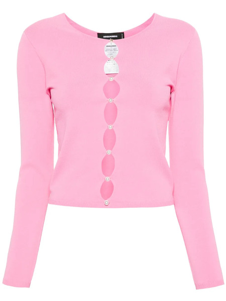  Dsquared2 Faux-pearl Cut-out Cardigan - Pink 
