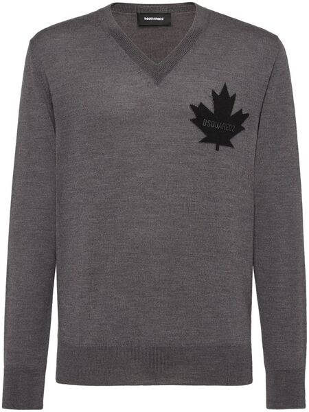  Dsquared2 Fine-knit V-neck Jumper - Grey 