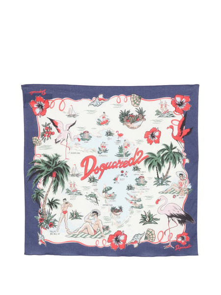  Dsquared2 Floral-print Scarf - Blue 