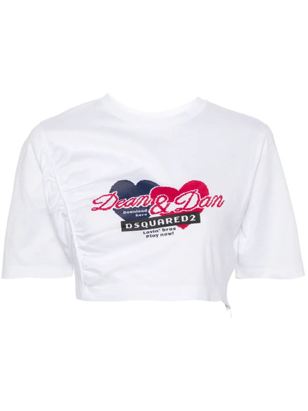  Dsquared2 Gathered Cropped T-shirt - White 