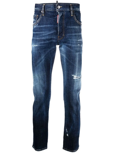 Dsquared2 Gem-embellished Distressed Jeans - Blue 