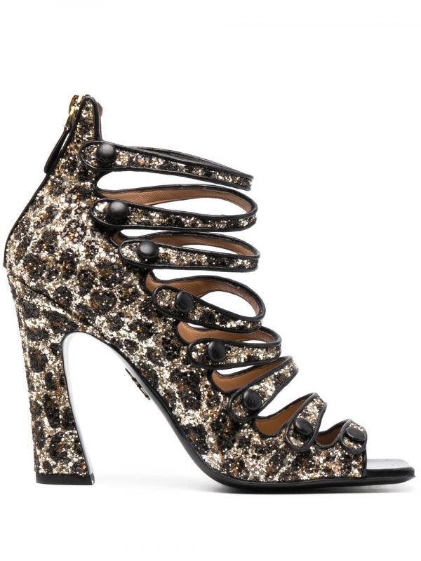  Dsquared2 Glitter-embellished Leopard-print Sandals - Brown 