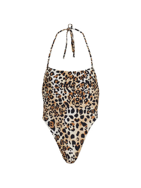  Dsquared2 Halterneck Animal-print Swimsuit - Neutrals 