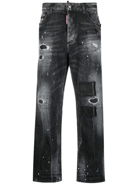  Dsquared2 High-rise Distressed Wide-leg Jeans - Grey 