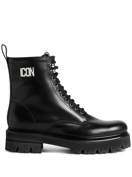  Dsquared2 Icon Plaque Combat Boots - Black 